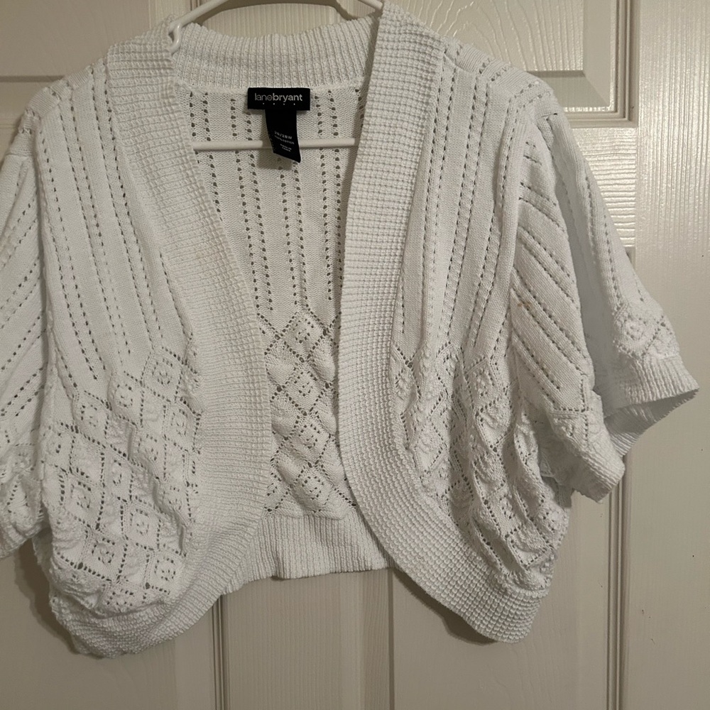 Lane Bryant White Textured Knit Shrug Size 26/28